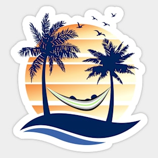 Agender Pride Hammock Summer Beach Sunset Sticker